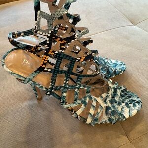 Blue and Black Strappy Heels